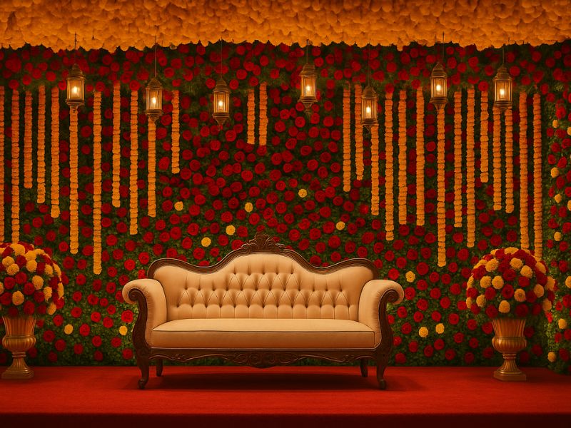 Floral Overload with Marigolds and Roses